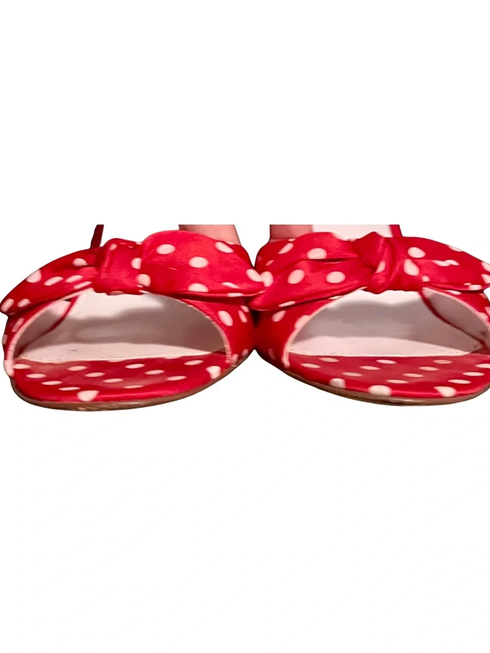 Pesaro Jaynie Red Polka Dot Bow Slide Heels Size 9 Women’s Kitten Heel Mules